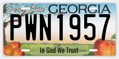 GA license plate PWN1957