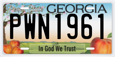 GA license plate PWN1961