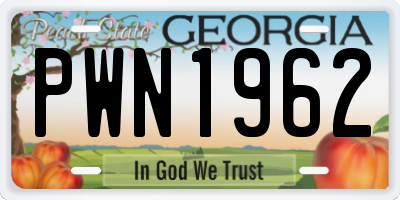 GA license plate PWN1962
