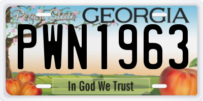 GA license plate PWN1963