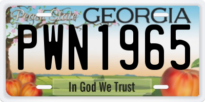 GA license plate PWN1965