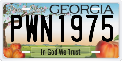 GA license plate PWN1975
