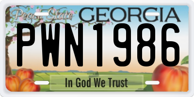 GA license plate PWN1986