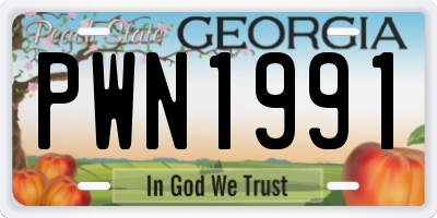 GA license plate PWN1991