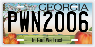 GA license plate PWN2006