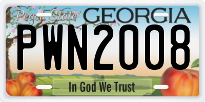 GA license plate PWN2008