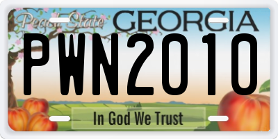 GA license plate PWN2010