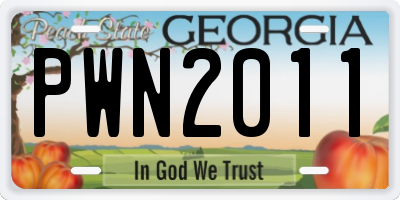 GA license plate PWN2011