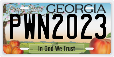 GA license plate PWN2023