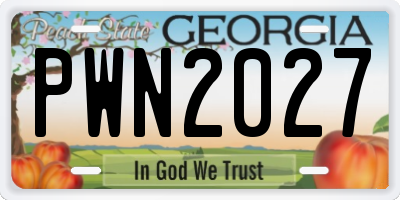 GA license plate PWN2027