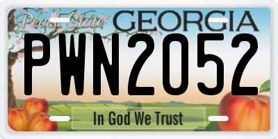 GA license plate PWN2052