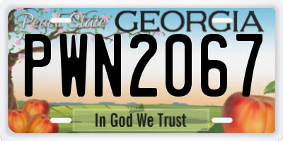 GA license plate PWN2067