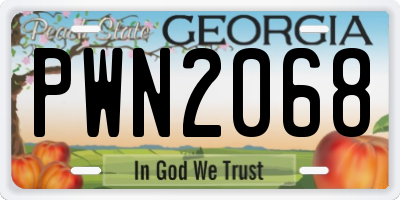 GA license plate PWN2068
