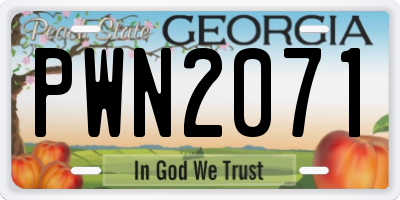 GA license plate PWN2071