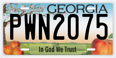 GA license plate PWN2075