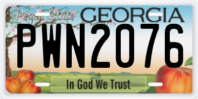 GA license plate PWN2076
