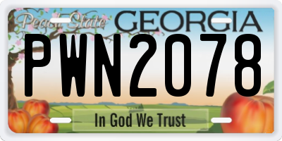 GA license plate PWN2078
