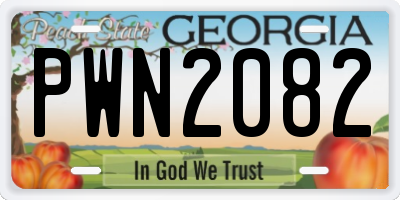 GA license plate PWN2082