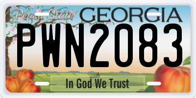 GA license plate PWN2083
