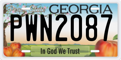 GA license plate PWN2087