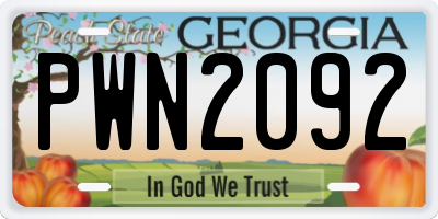 GA license plate PWN2092