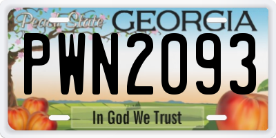 GA license plate PWN2093
