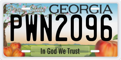 GA license plate PWN2096