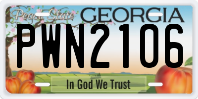 GA license plate PWN2106