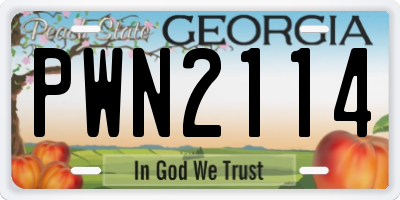 GA license plate PWN2114