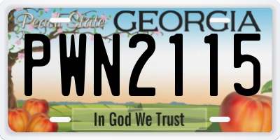 GA license plate PWN2115