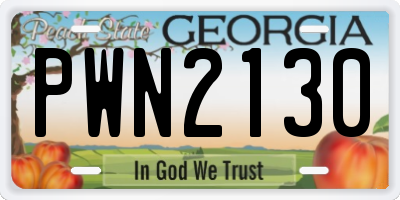 GA license plate PWN2130