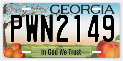 GA license plate PWN2149