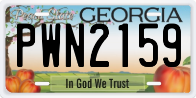 GA license plate PWN2159