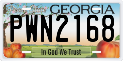 GA license plate PWN2168