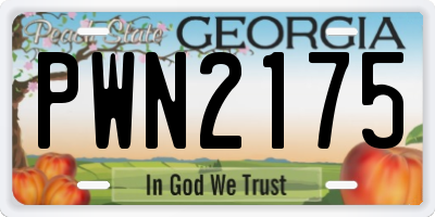 GA license plate PWN2175