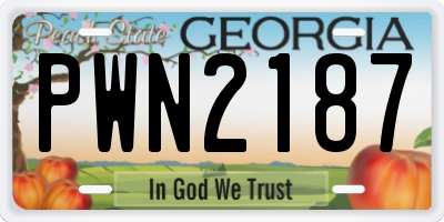GA license plate PWN2187