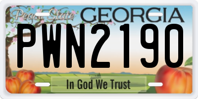 GA license plate PWN2190