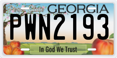 GA license plate PWN2193