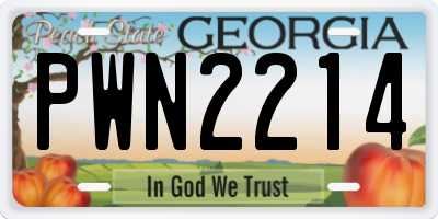 GA license plate PWN2214