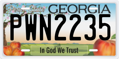 GA license plate PWN2235