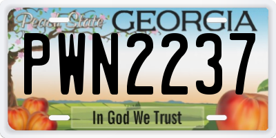 GA license plate PWN2237