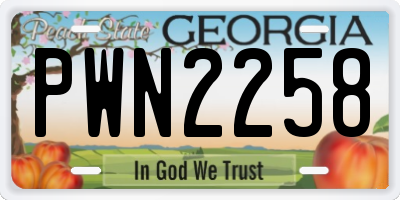 GA license plate PWN2258