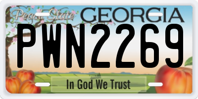 GA license plate PWN2269