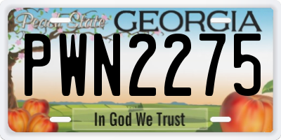 GA license plate PWN2275