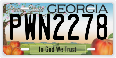 GA license plate PWN2278