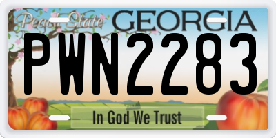 GA license plate PWN2283