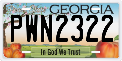 GA license plate PWN2322