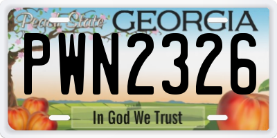 GA license plate PWN2326