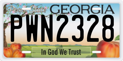 GA license plate PWN2328