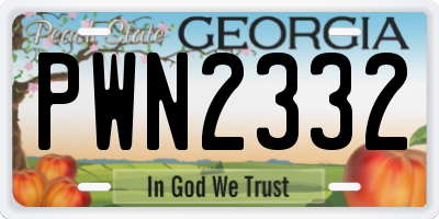 GA license plate PWN2332